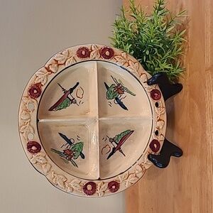 HOTTA YU SHOTEN & CO. Vintage 40s Handpainted Four Section Divided Plate, Japan